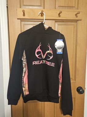 Realtree Black Hoodie with Pink Camo Logo